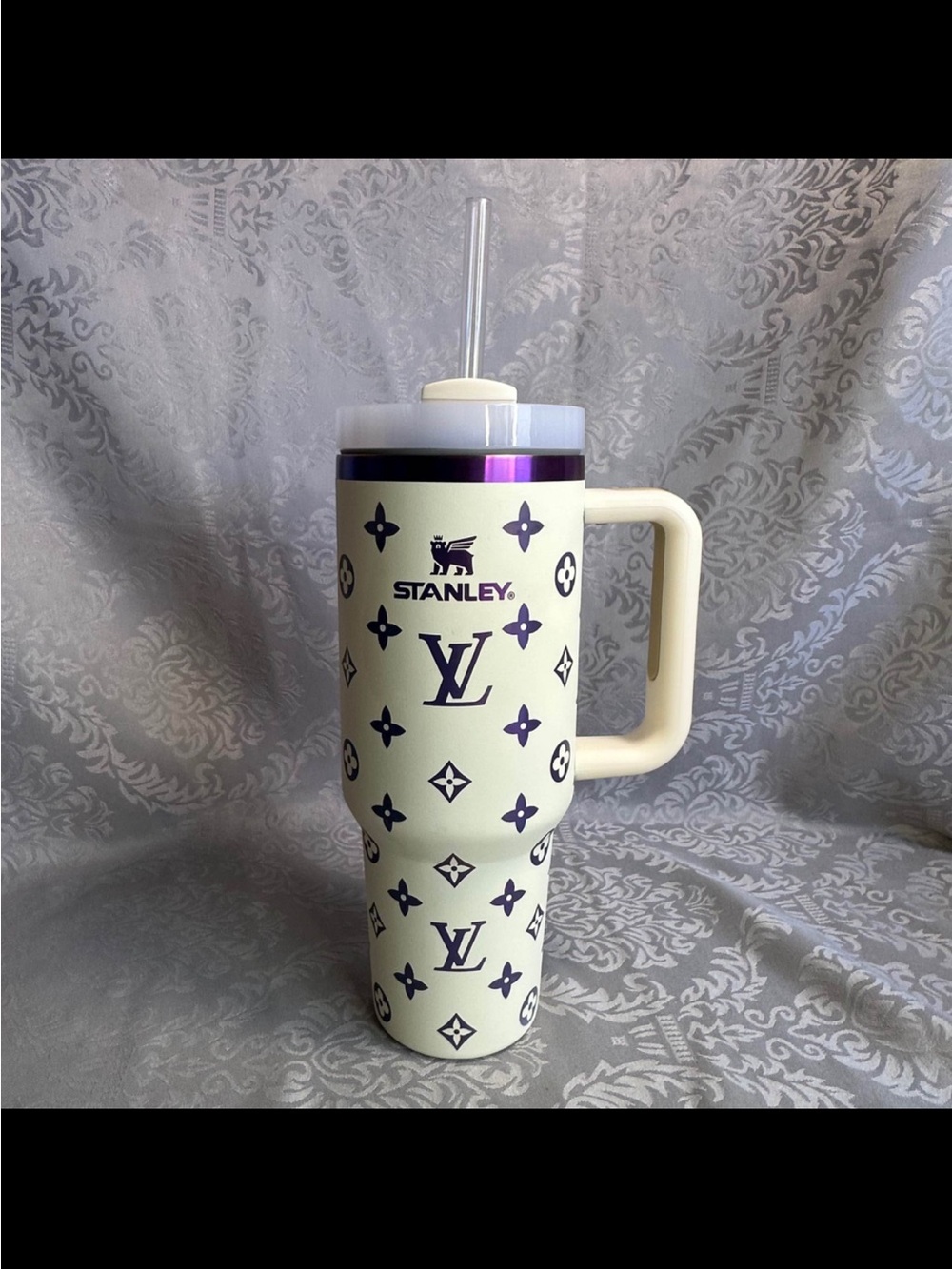 Stanley Quencher H20 Tumbler 40oz Cream & Iridescent Purple